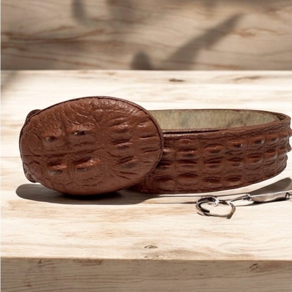 Vintage Crocodile Print Embossed Belt & Buckle - Picture 1 of 6